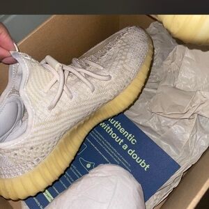 Yeezy Cream and Pale Yellow Knit Low-Top Sneakers
